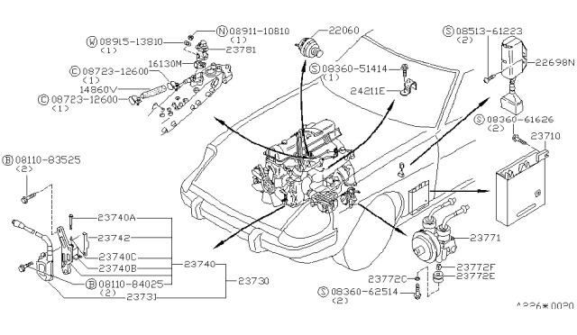 1983 Nissan 280ZX Engine Control Module Diagram for 23710-P9012