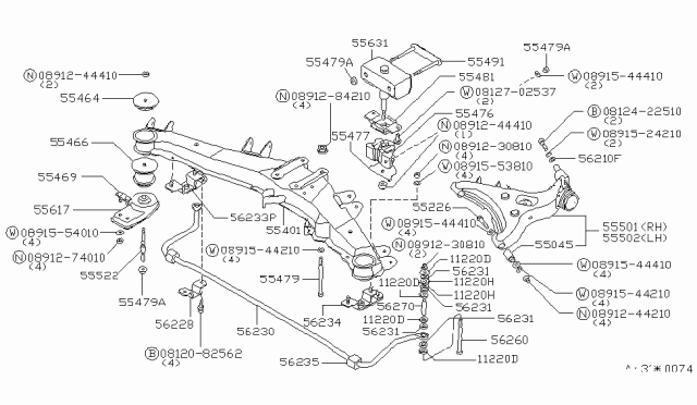 1982 Nissan 280ZX Arm Suspension Rear LH Diagram for 55502-P7110