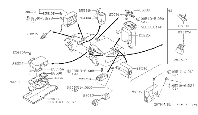 1986 Nissan 300ZX Unit-Control Warning Diagram for 28591-38E00