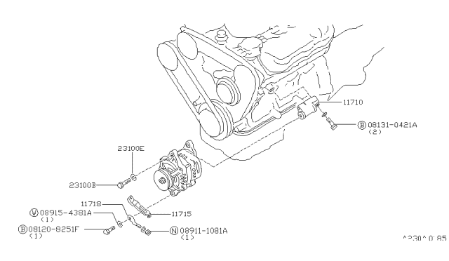 1986 Nissan 300ZX Alternator Fitting Diagram 1