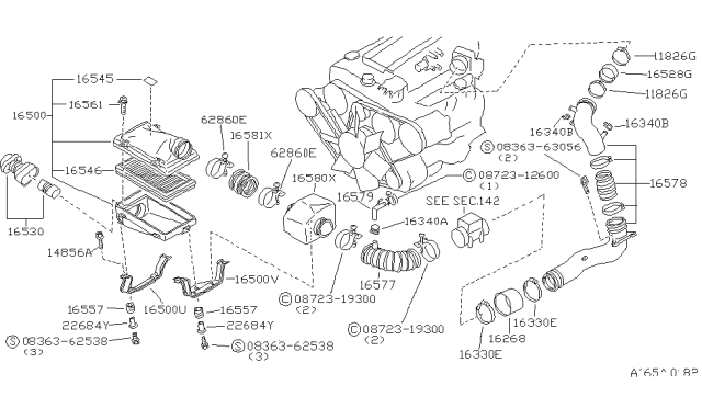 1984 Nissan 300ZX Pipe-Blow By Diagram for 16579-19P00