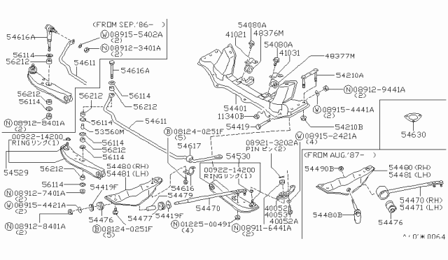 1989 Nissan 300ZX Insulator Diagram for 54444-01P00