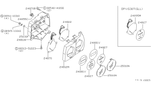 1986 Nissan 300ZX Lid Assy-Cluster Diagram for 24811-21P05