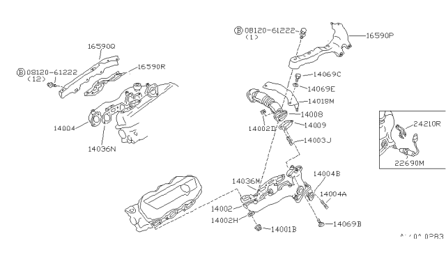1985 Nissan 300ZX Cover Exhaust Manifold Diagram for 14350-01P00