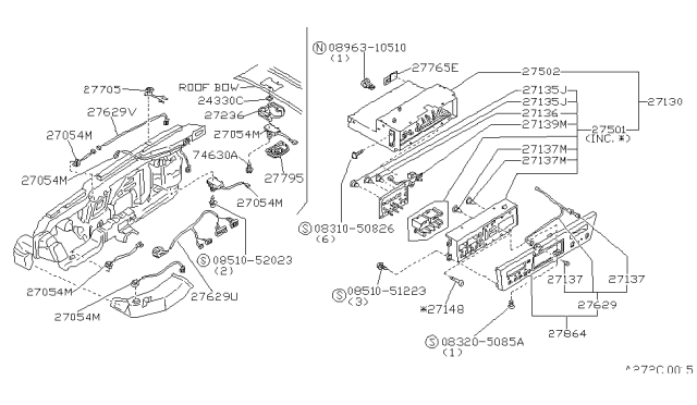 1984 Nissan 300ZX Control Assembly Diagram for 27501-01P03