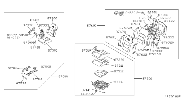 1988 Nissan 300ZX Front Seat Diagram 6