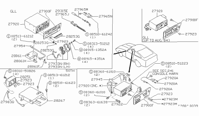 1985 Nissan 300ZX Switch Power Antenna Diagram for 28221-01P01