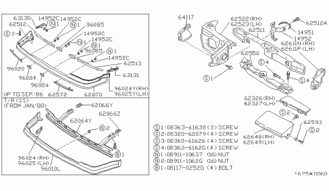 1987 Nissan 300ZX Support-Radiator Core,Side LH Diagram for 62531-21P00