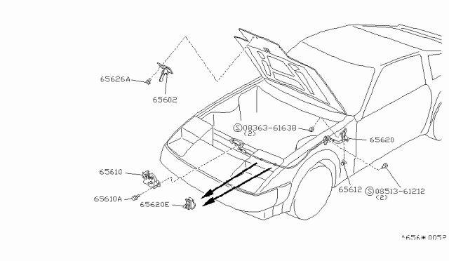 1989 Nissan 300ZX Cable-Hood Lock Diagram for 65620-16P00