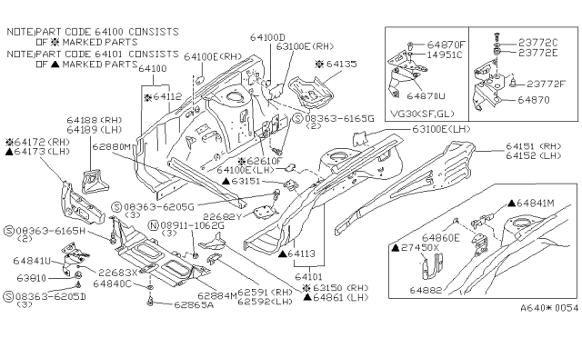 1986 Nissan 300ZX Hood Ledge & Fitting Diagram