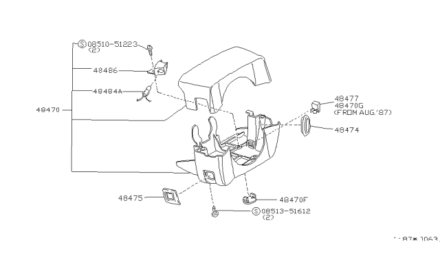 1984 Nissan 300ZX Steering Column Shell Cover Diagram