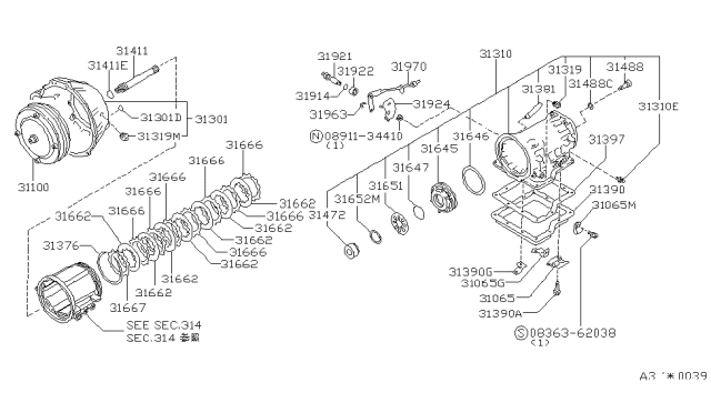 1986 Nissan 300ZX Converter Assembly-Torque Diagram for 31100-X8181