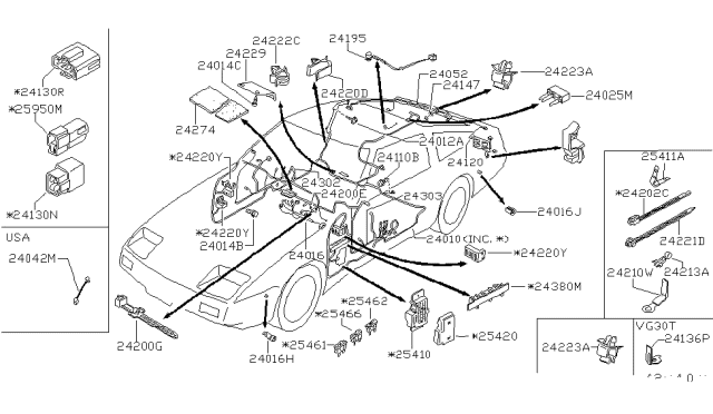 1987 Nissan 300ZX Clip Diagram for 01552-00051