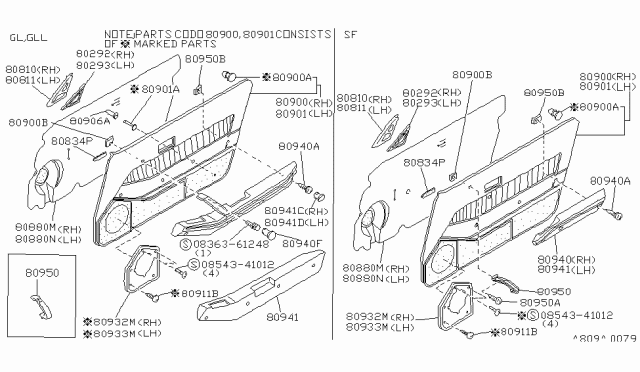 1987 Nissan 300ZX Front Door Trimming Diagram 1