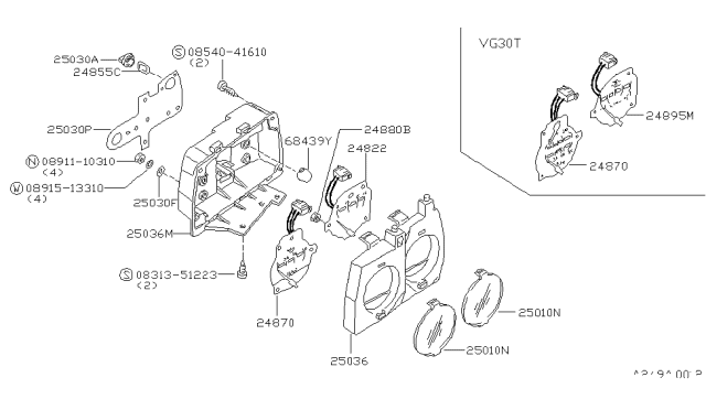 1986 Nissan 300ZX Oil Pressure Meter Assembly Diagram for 24840-21P64
