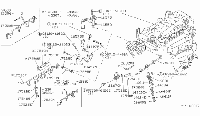 1985 Nissan 300ZX INJECTOR Assembly Diagram for 16600-19P00