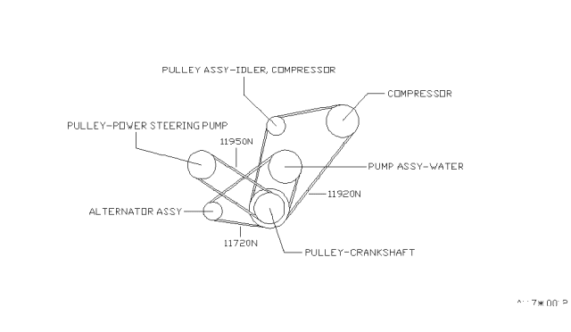 1989 Nissan 300ZX Serpentine Belt Diagram for 11950-F6101