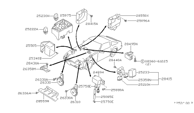 1986 Nissan 300ZX Horn Assembly-Low Diagram for 25620-01P00