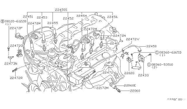 1989 Nissan 300ZX Spark Plug Diagram for 22401-02P16