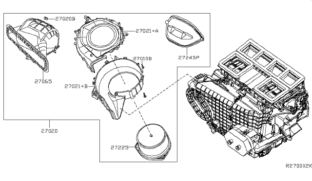 2010 Nissan Altima Heater & Blower Unit Diagram 1