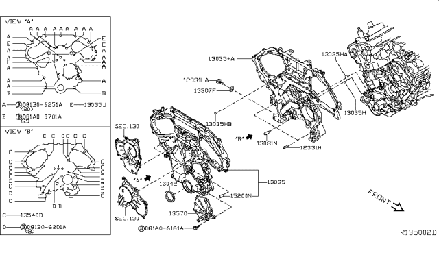 2010 Nissan Altima Front Cover,Vacuum Pump & Fitting Diagram 2