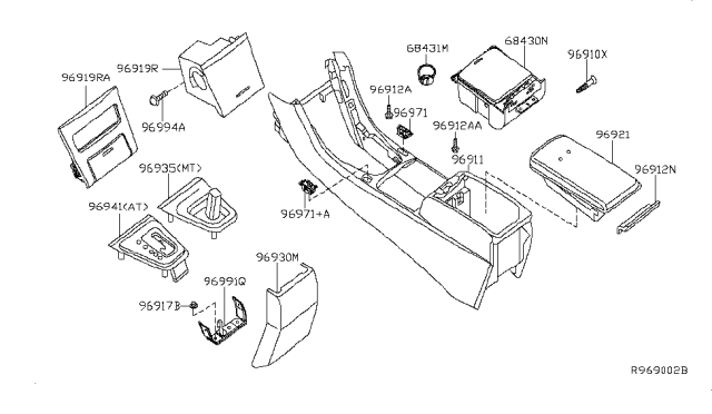 2009 Nissan Altima Body - Console Diagram for 96911-ZX20B