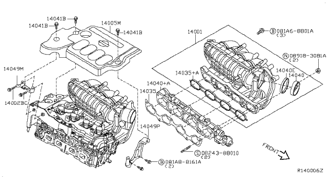2007 Nissan Altima Adapter-Intake Diagram for 14040-JA05A