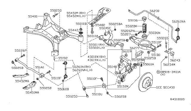 2009 Nissan Altima Housing Assembly Rear Axle, LH Diagram for 43019-ZX00B