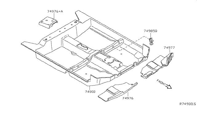 2007 Nissan Altima Carpet Assy-Floor Diagram for 74902-JA10B