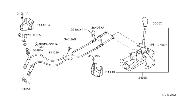 2008 Nissan Altima Transmission Control & Linkage Diagram 2