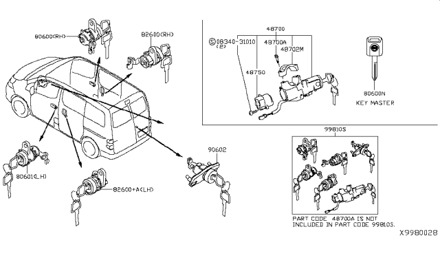 2017 Nissan NV Key Set & Blank Key Diagram 2