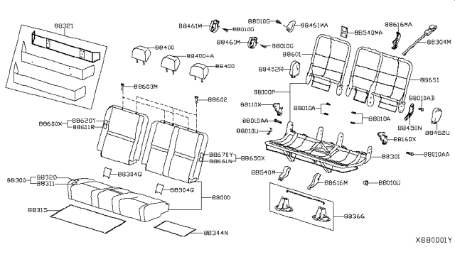 2014 Nissan NV Head Rest Assembly-Rear Seat Diagram for 86430-3LN9A
