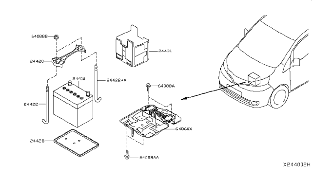 2019 Nissan NV Battery & Battery Mounting Diagram
