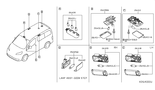2014 Nissan NV Room Lamp Assy Diagram for 26410-3LN0A