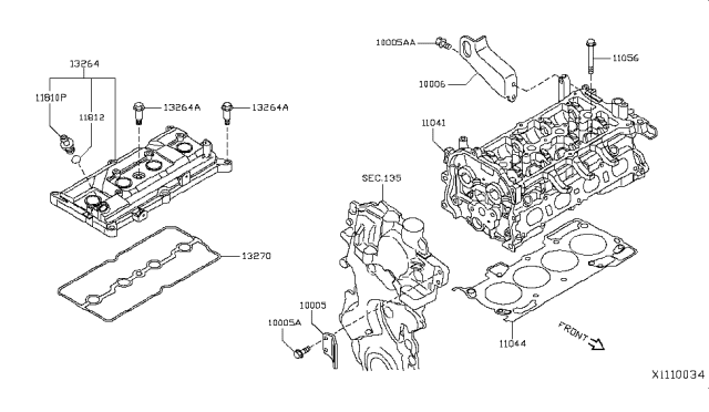 2014 Nissan NV Cylinder Head & Rocker Cover Diagram 1