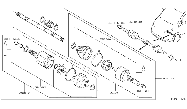 2015 Nissan NV Front Drive Shaft (FF) Diagram 2
