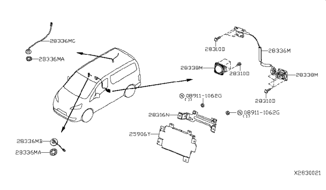 2018 Nissan NV Controller Assy-It Mobile Diagram for 25906-3LN0A