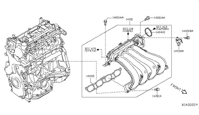 2016 Nissan NV Gasket-Adapter Diagram for 16175-8W80A