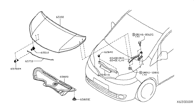 2015 Nissan NV Hood Panel,Hinge & Fitting Diagram 2