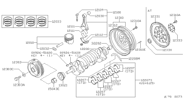 1993 Nissan Sentra Sprocket-Crankshaft Diagram for 13021-53Y10