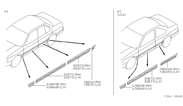 1994 Nissan Sentra Moulding-Rear Door,LH Diagram for 82871-50Y14
