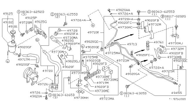 1991 Nissan Sentra Switch-PRESSRE Diagram for 49761-V5400