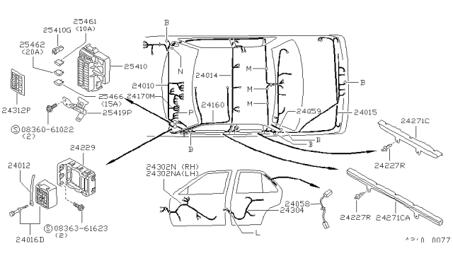 1993 Nissan Sentra Harness Assy-Door,Front Diagram for 24125-5B000