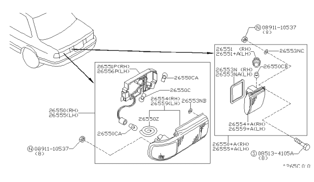 1992 Nissan Sentra Rear Combination Lamp Diagram 3