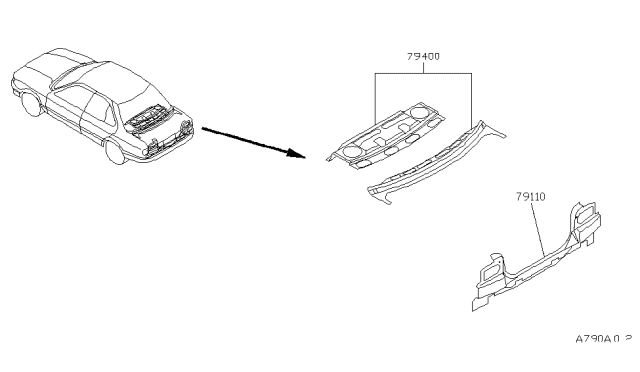 1994 Nissan Sentra Rear,Back Panel & Fitting Diagram 1