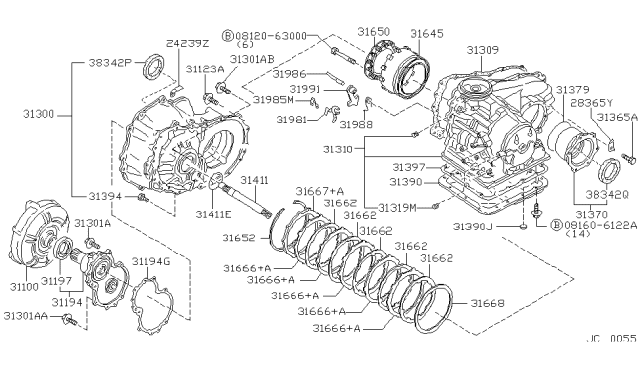 1991 Nissan Sentra Seal-Oil,Differential Transmission Case Diagram for 38342-31X02