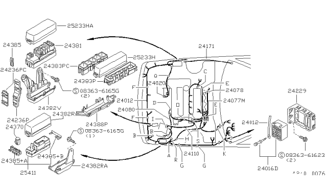1993 Nissan Sentra Retainer-Fusible Link Holder Diagram for 24385-50Y00