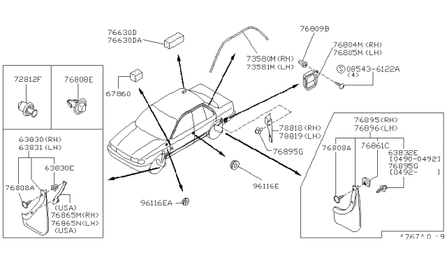 1993 Nissan Sentra Body Side Fitting Diagram 1
