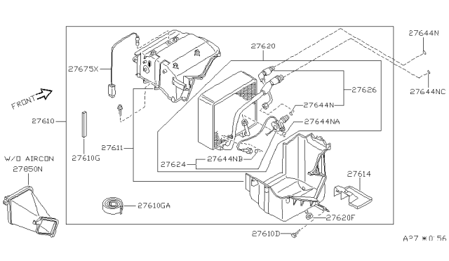 1992 Nissan Sentra Cooling Unit Diagram for 27270-62Y01