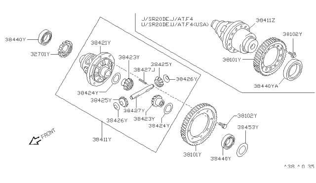 1994 Nissan Sentra Bearing-Differential Side Diagram for 31409-31X00